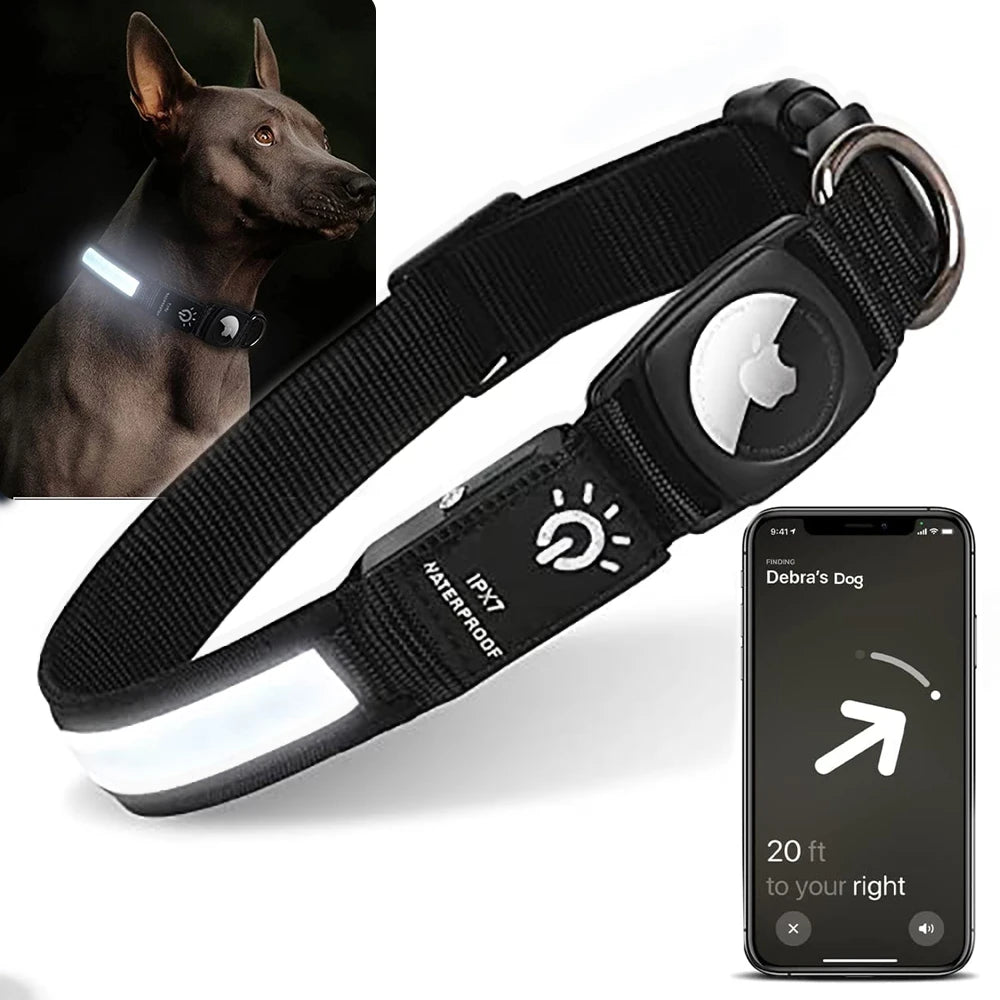 LED-Hundehalsband mit AirTag-Vorrichtung